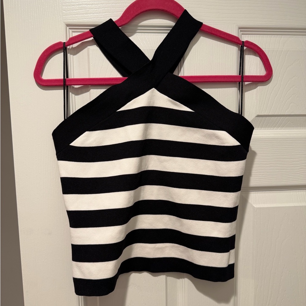 Sincerely Jules Striped Halter Neck Top - Black and White size medium NWOT